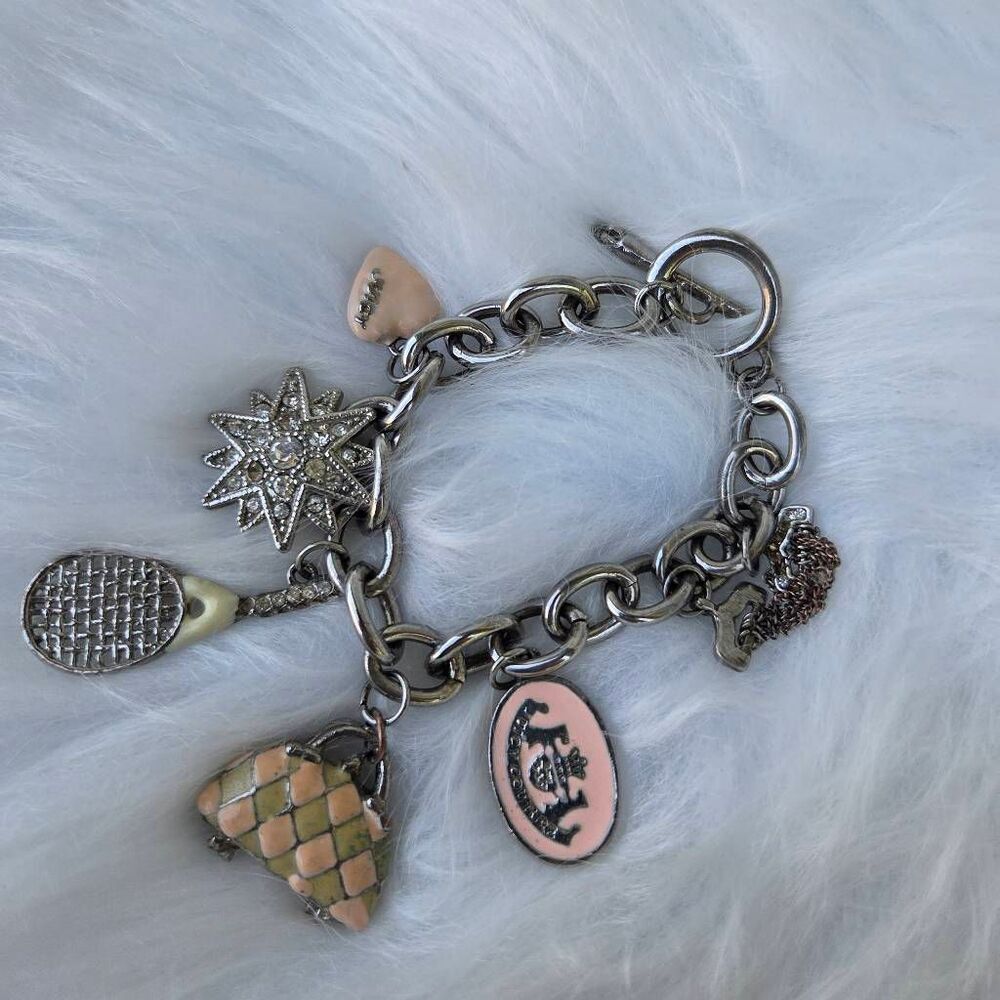 Juicy Couture Y2K Silvertone Vintage Charm Bracelet